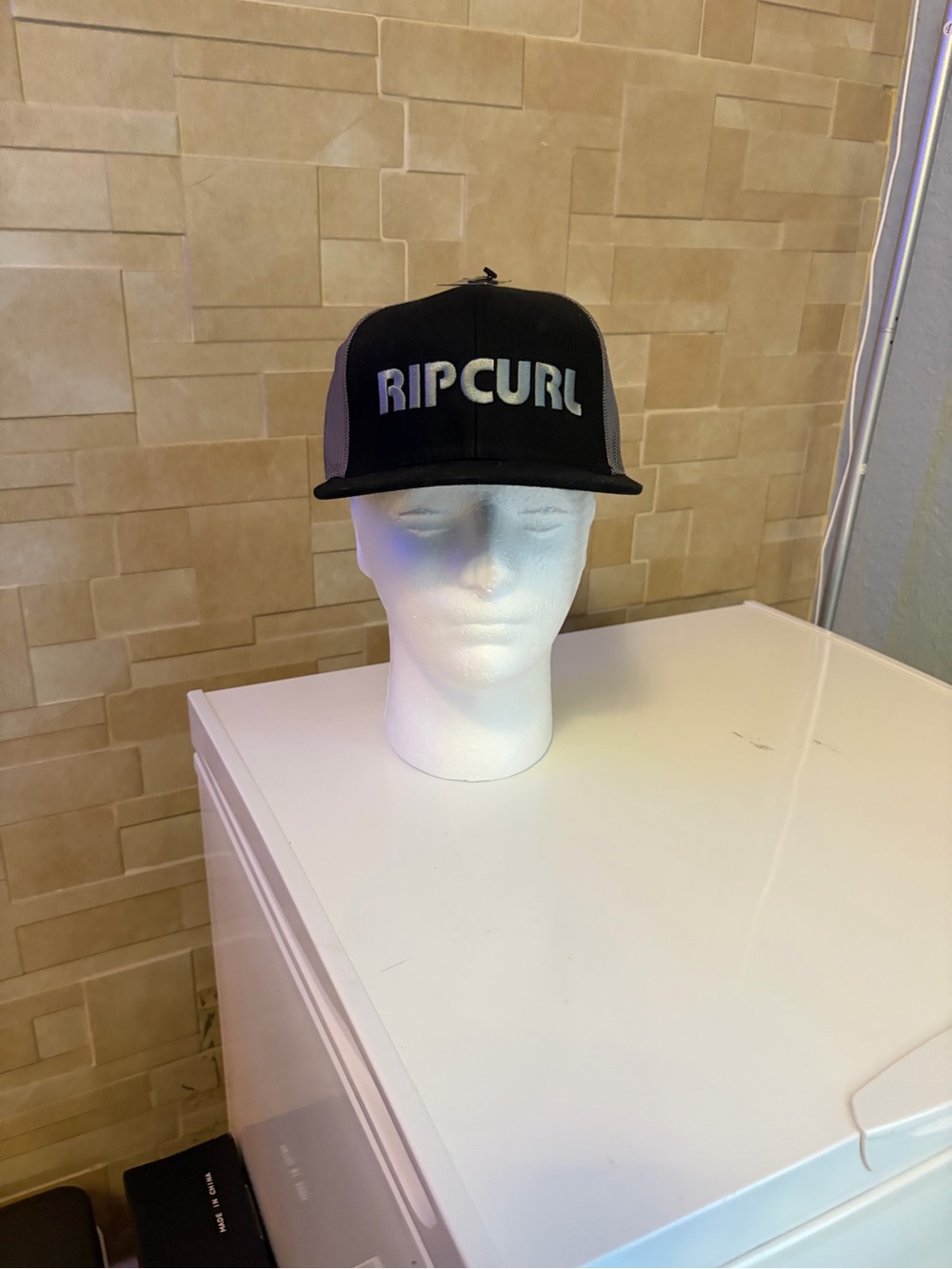Rip Curl Black and Gray Mesh Trucker Hat with Front Logo